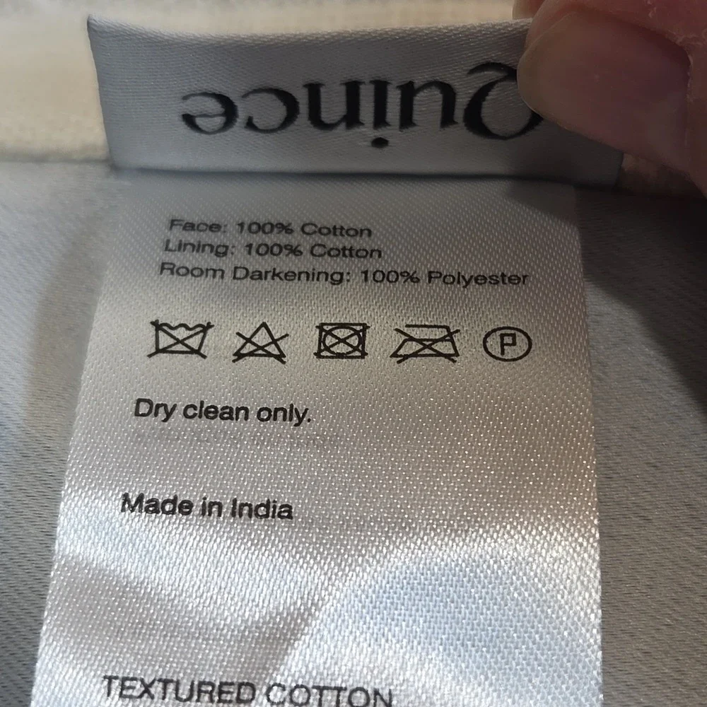 Quince Textured Cotton Room Darkening Curtain Panel Ivory 48x108 Single